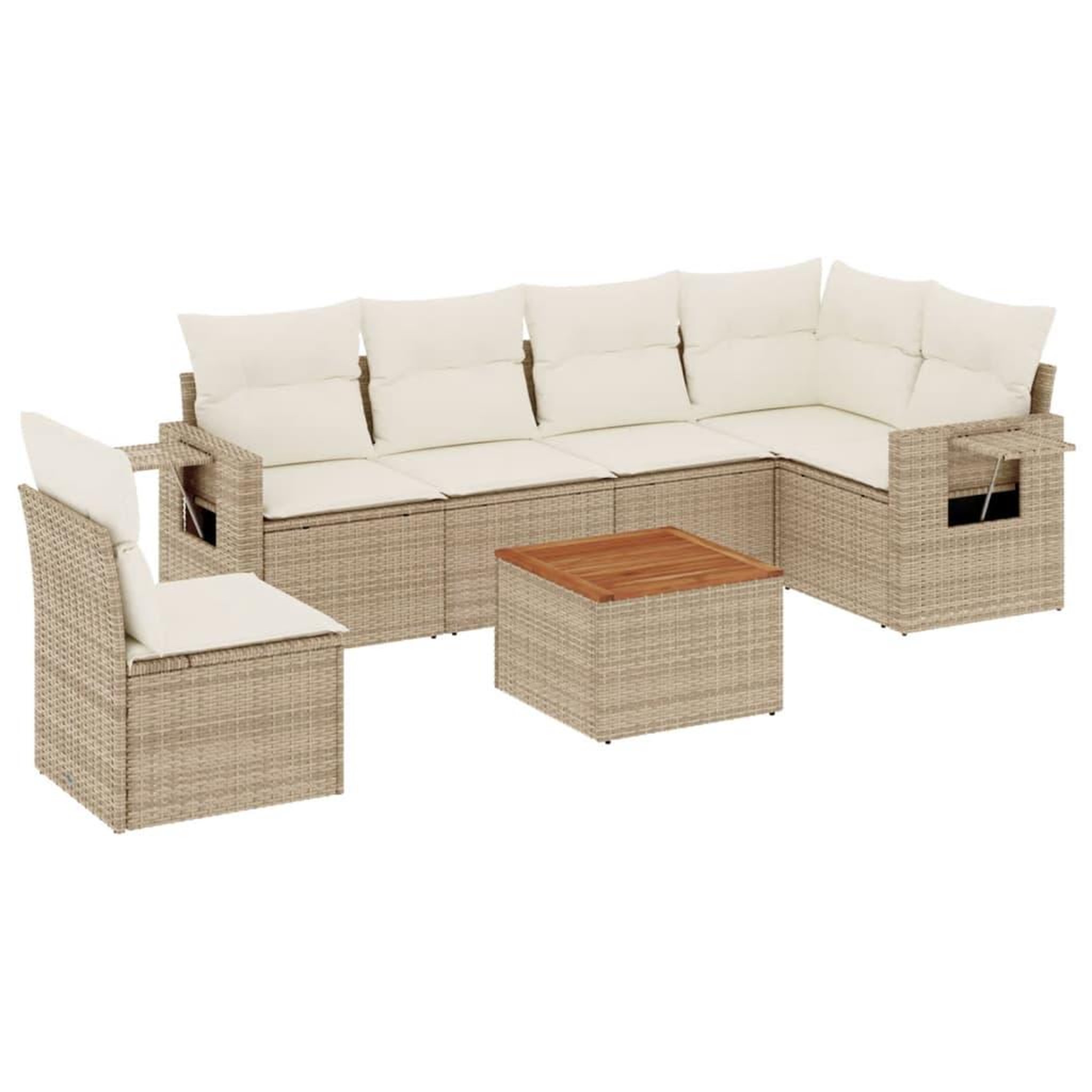 Voir la diapositive 2 : VIDAXL Salon de jardin avec coussins 7 pcs beige resine tressee