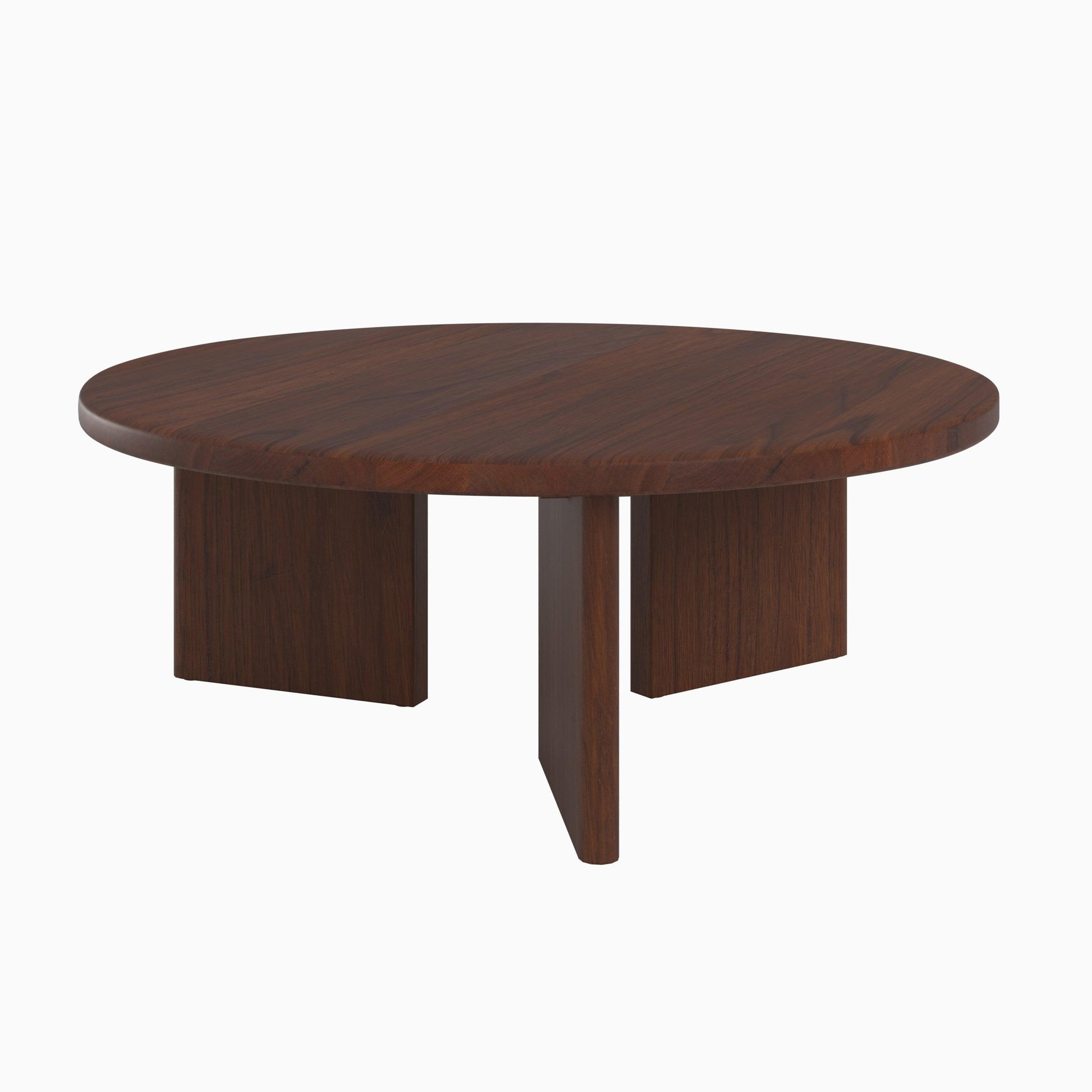 MAISON PAVANE Table basse ronde en bois massif de mindi foncé d80 cm-galia