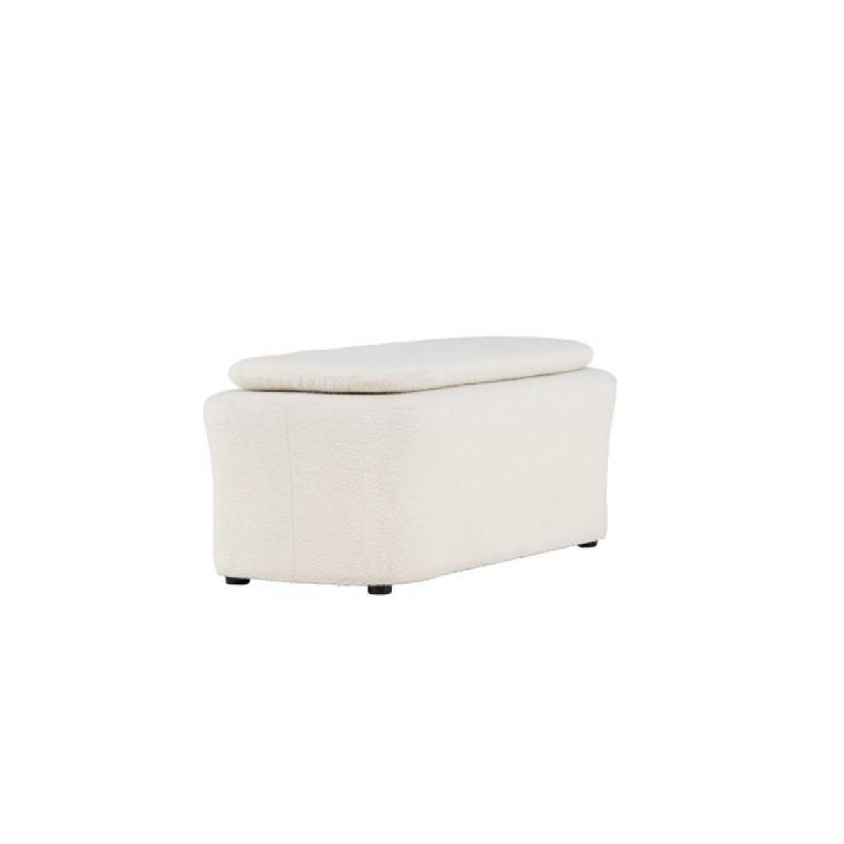 Paris Prix Pouf en Tissu Bouclé  Laurel  110cm Blanc