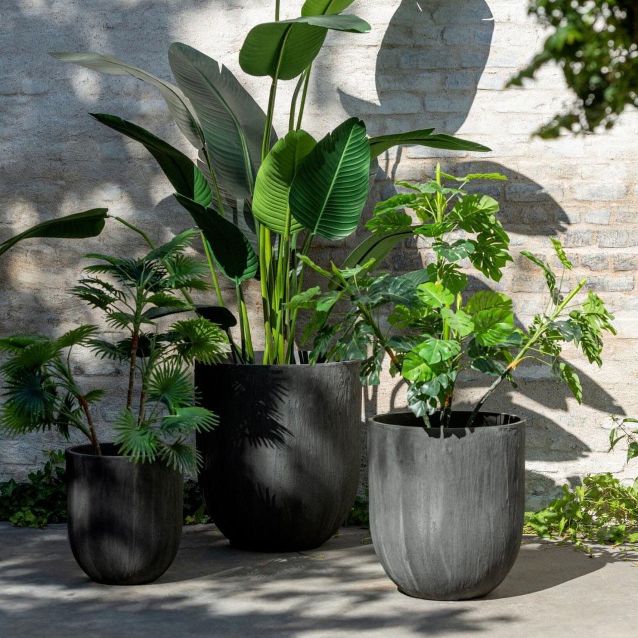 Voir la diapositive 2 : J-LINE Lot de 3 vases ronds design  zera  61cm noir