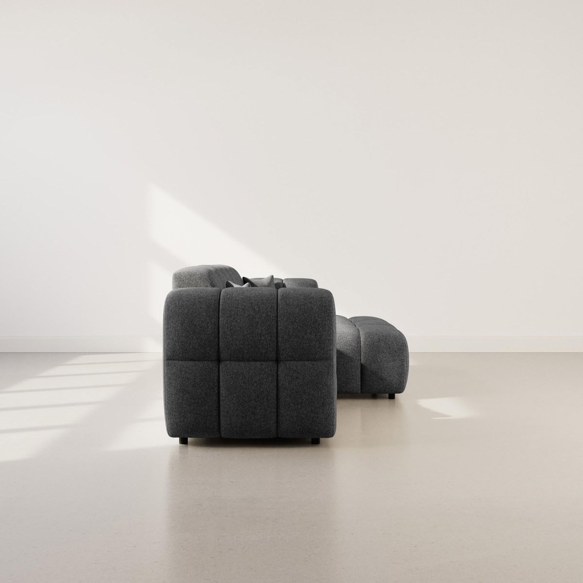 LISA DESIGN Mini ray - canapé d'angle droit 4 places en tissu texturé