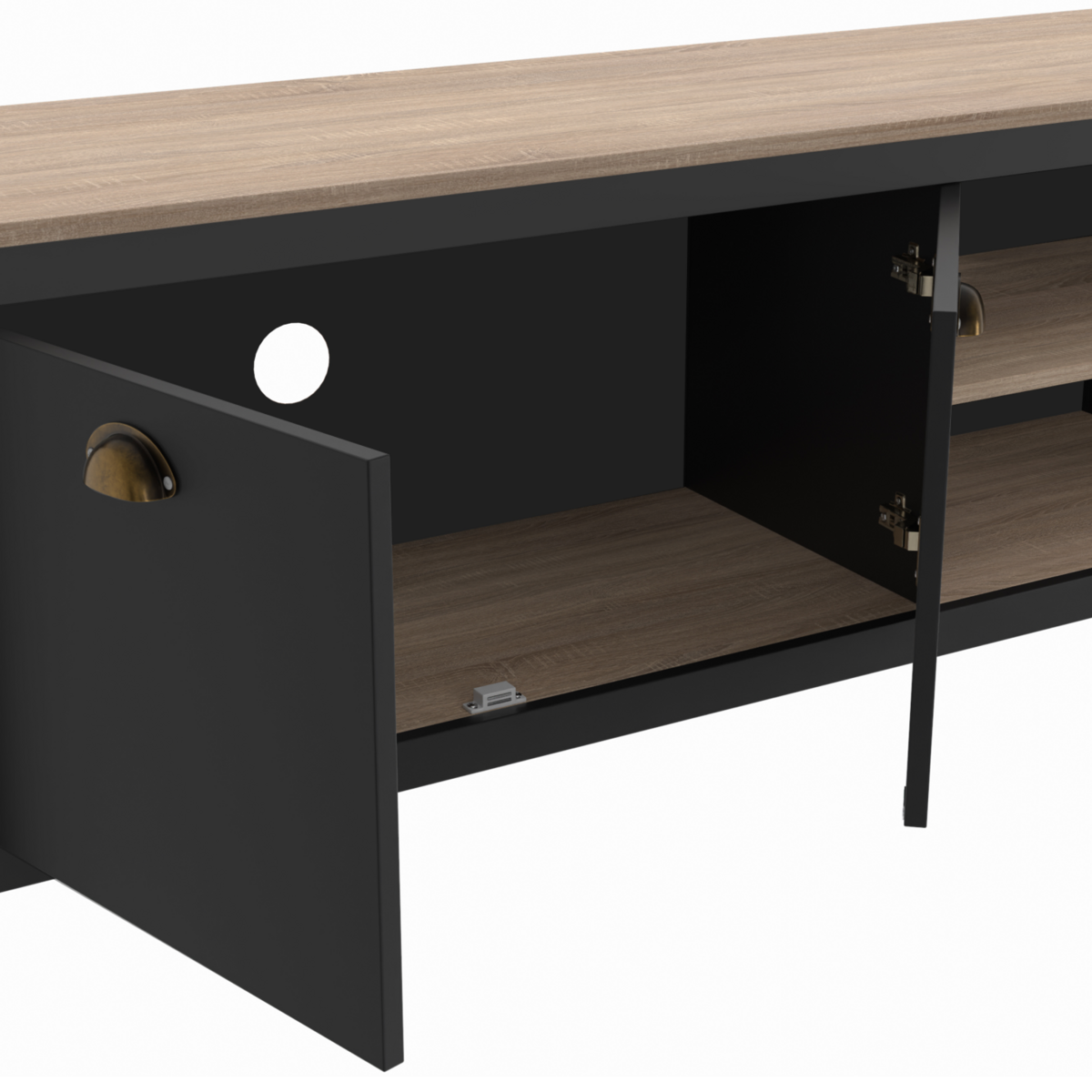 ID MARKET Meuble TV 140 cm campagne ISIS bois et noir