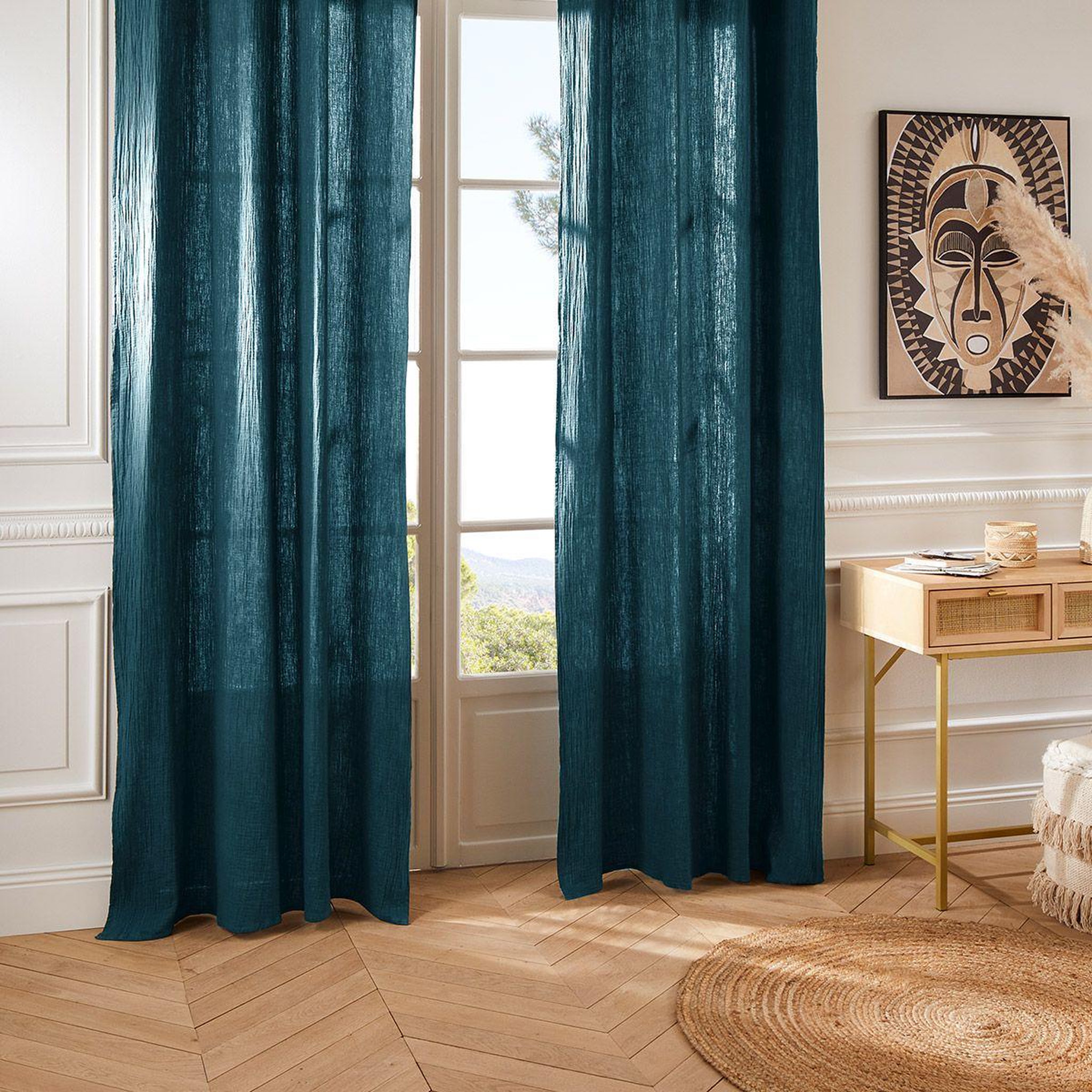 ATMOSPHERA Rideau à oeillets  santana  130x260cm bleu pétrole