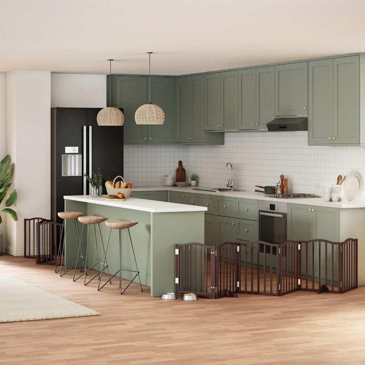 VIDAXL Barriere pour chien porte pliable 9 panneaux bois de peuplier