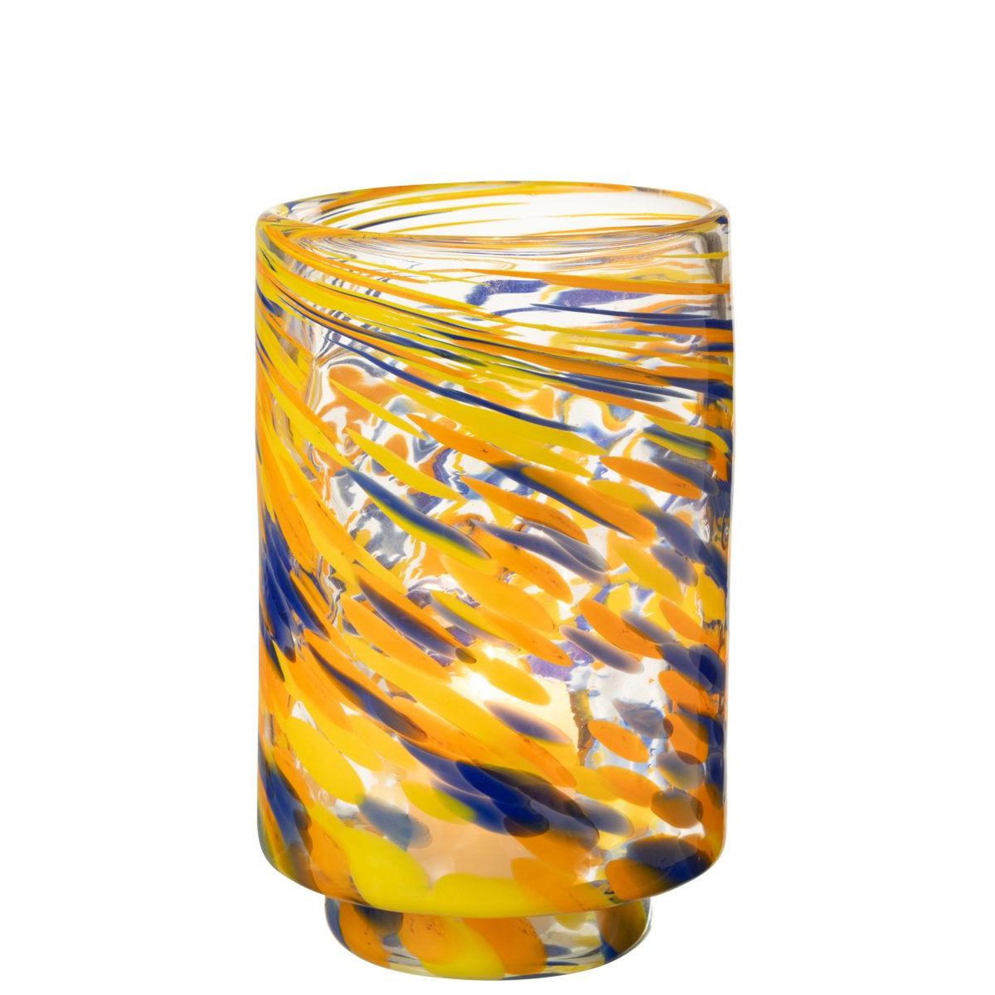 Voir la diapositive 2 : J-LINE Photophore vase en verre  arun  25cm multicolore