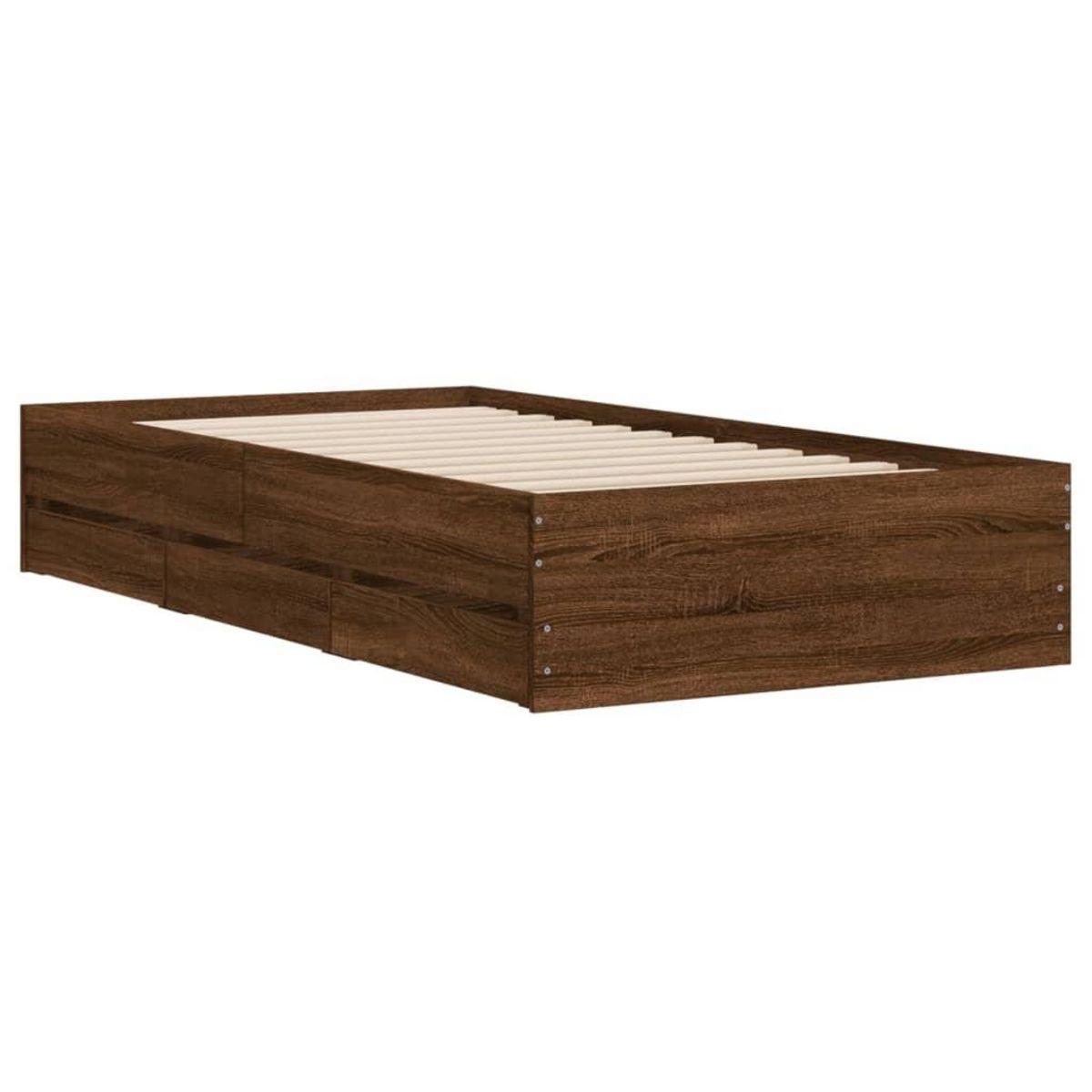 VIDAXL Cadre de lit avec tiroirs sans matelas chene marron 75x190 cm