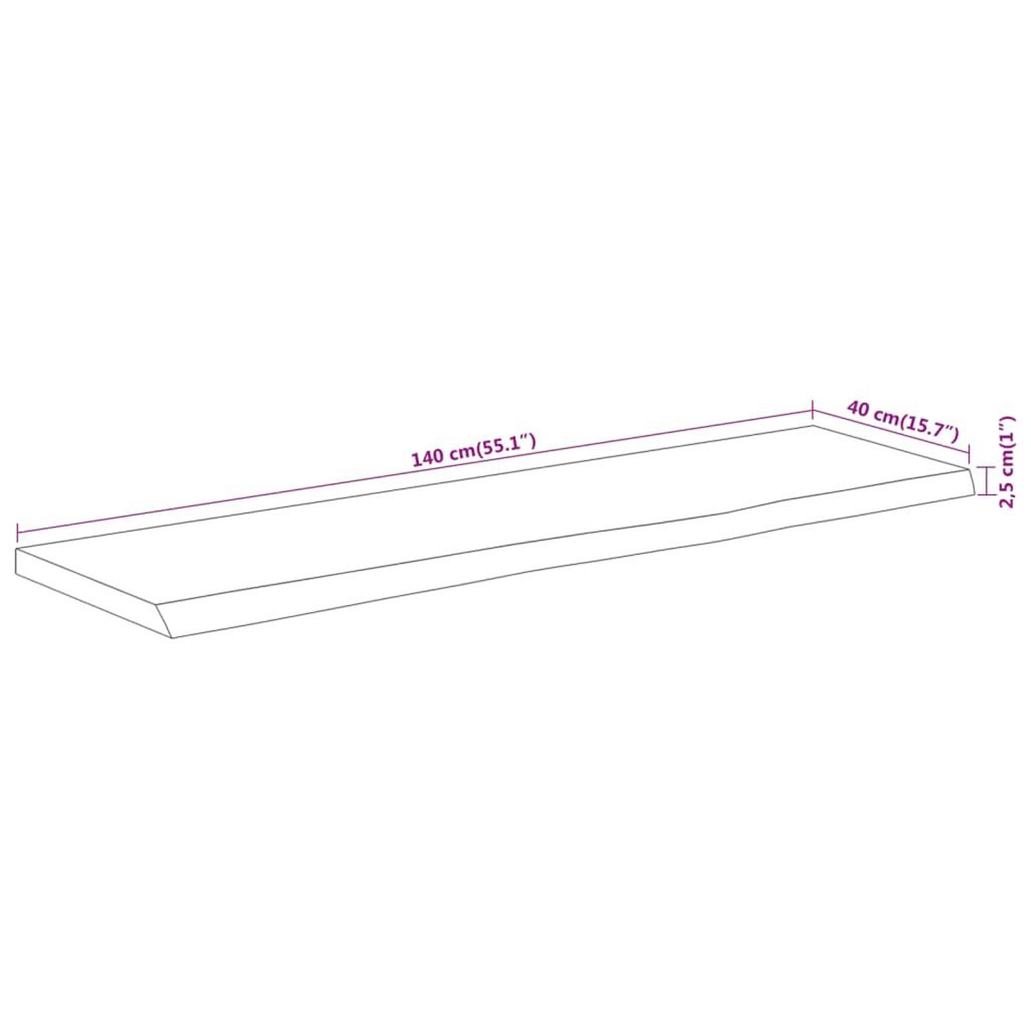 Voir la diapositive 6 : VIDAXL Dessus de table 140x40x2,5 cm rectangulaire bois massif acacia