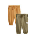 Petit Béguin Lot de 2 pantalons bébé en molleton Gustin. Coloris disponibles : Marron