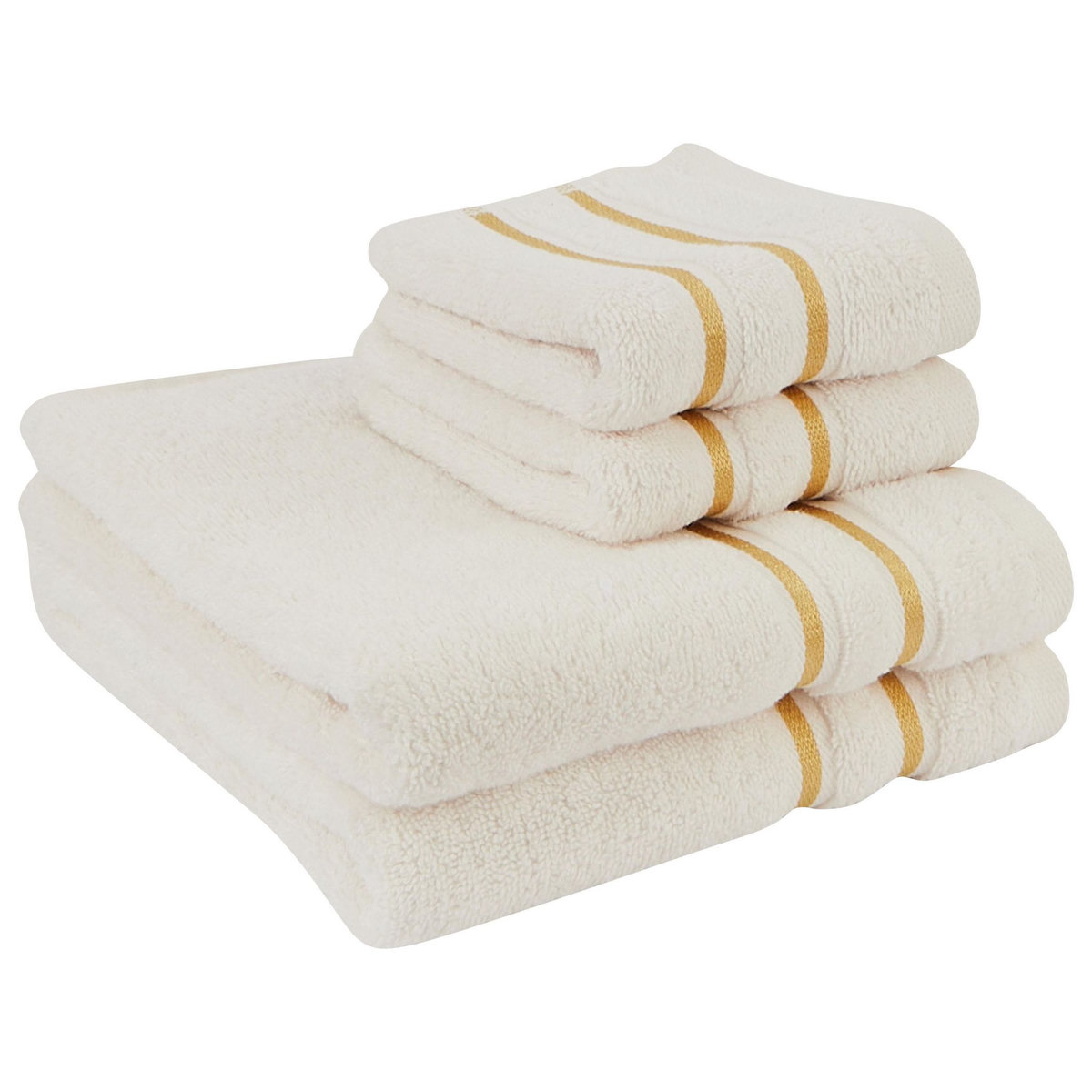 ACTUEL Coffret cadeau 2 serviettes 30x50 + 2 serviettes 50x90 en coton liteau doré 