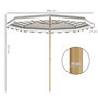 Voir la diapositive 3 : OUTSUNNY Parasol de jardin inclinable octogonal dim.2,7 x 2,4m manivelle métal effet bois tissu UPF 50+ gris taupe blanc