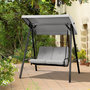 Voir la diapositive 2 : OUTSUNNY Balancelle de jardin 2 places grand confort coussins d'assise et dossier fournis accoudoirs pare-soleil gris