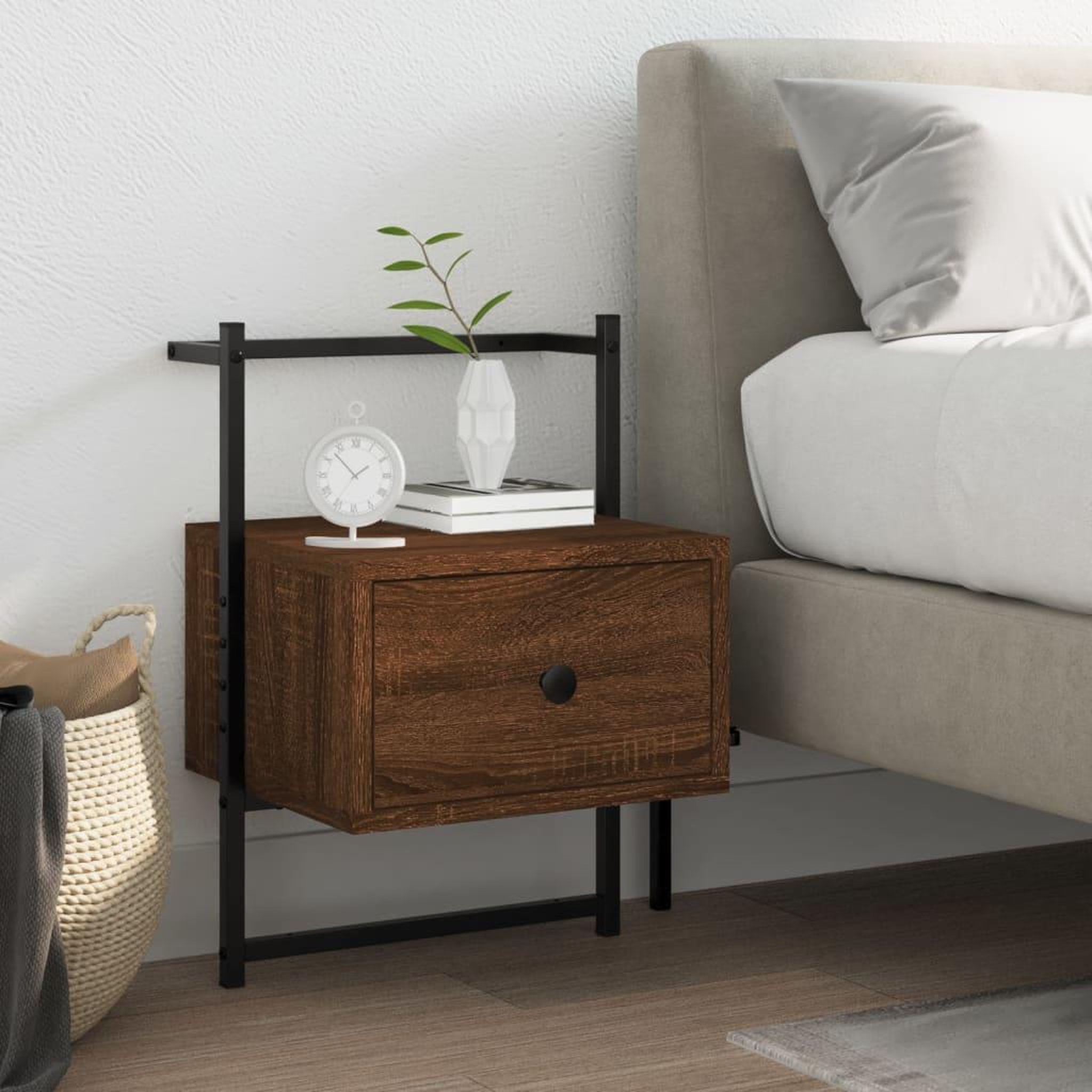 VIDAXL Table de chevet murale chene brun 35x30x51 cm bois d'ingenierie