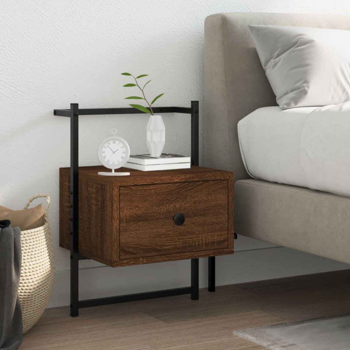 VIDAXL Table de chevet murale chene brun 35x30x51 cm bois d'ingenierie