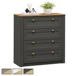 IDIMEX Commode BOLTON avec 4 tiroirs, en pin massif. Coloris disponibles : Bicolore