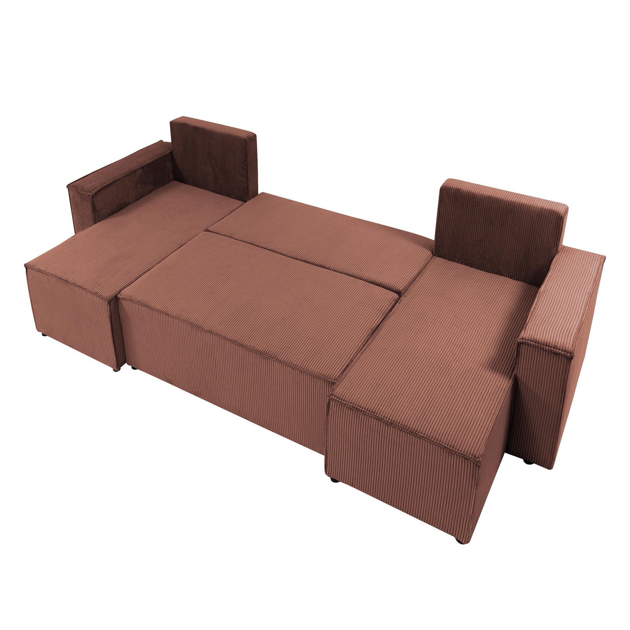 Voir la diapositive 2 : BEST MOBILIER Cezanne - canapé panoramique en u - 7 places - convertible avec coffre - en velours côtelé