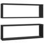 Voir la diapositive 2 : VIDAXL Etageres cube murales 2pcs Noir 80x15x26,5cm bois d'ingenierie