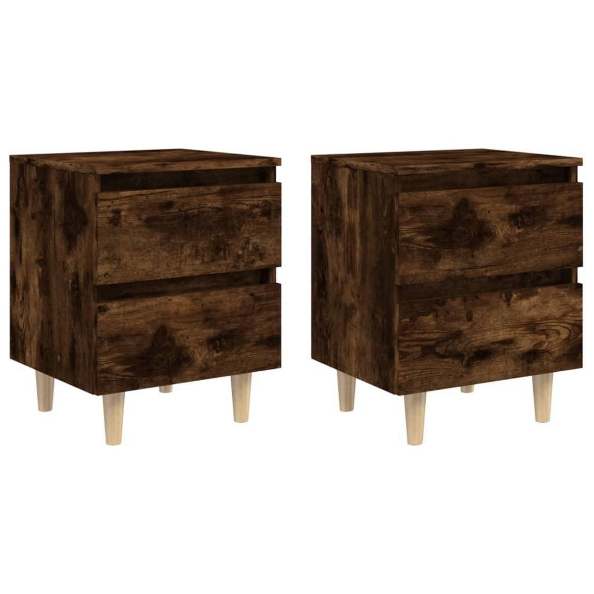VIDAXL Tables de chevet et pieds en bois 2 pcs Chene fume 40x35x50 cm