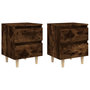 Voir la diapositive 2 : VIDAXL Tables de chevet et pieds en bois 2 pcs Chene fume 40x35x50 cm