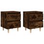 Voir la diapositive 2 : VIDAXL Tables de chevet et pieds en bois 2 pcs Chene fume 40x35x50 cm