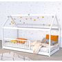 Voir la diapositive 2 : Lit cabane enfant en bois massif 90 x 190 cm avec sommier + barrière de lit LOUIS