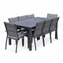 Voir la diapositive 3 : SWEEEK Table de jardin extensible aluminium + 8 assises - Chicago Anthracite/Gris taupe - Table en aluminium 175/245cm avec rallonge et 8 assises en textilène