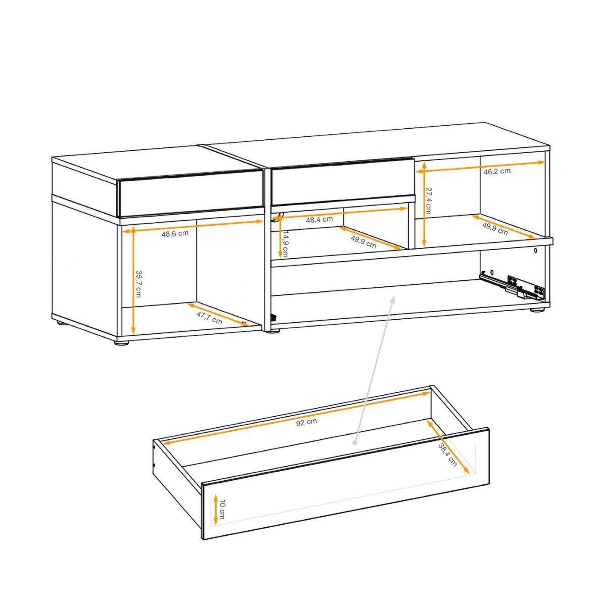 Voir la diapositive 4 : Paris Prix Meuble tv design led  cross  150cm naturel