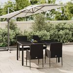 VIDAXL Ensemble a manger de jardin coussins 5pcs Noir Resine tressee