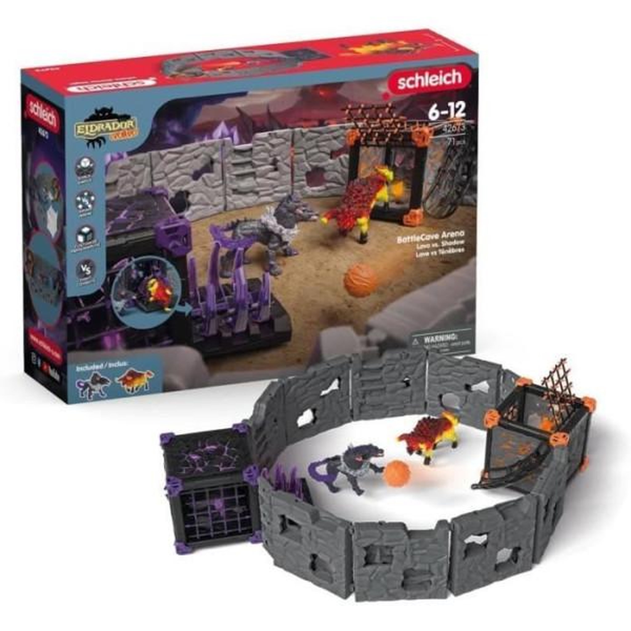 Schleich Battlecave arena: lave vs ténebres, arene de combat pour figurines eldrador, schleich 42673 eldrador creatures, des 7 ans