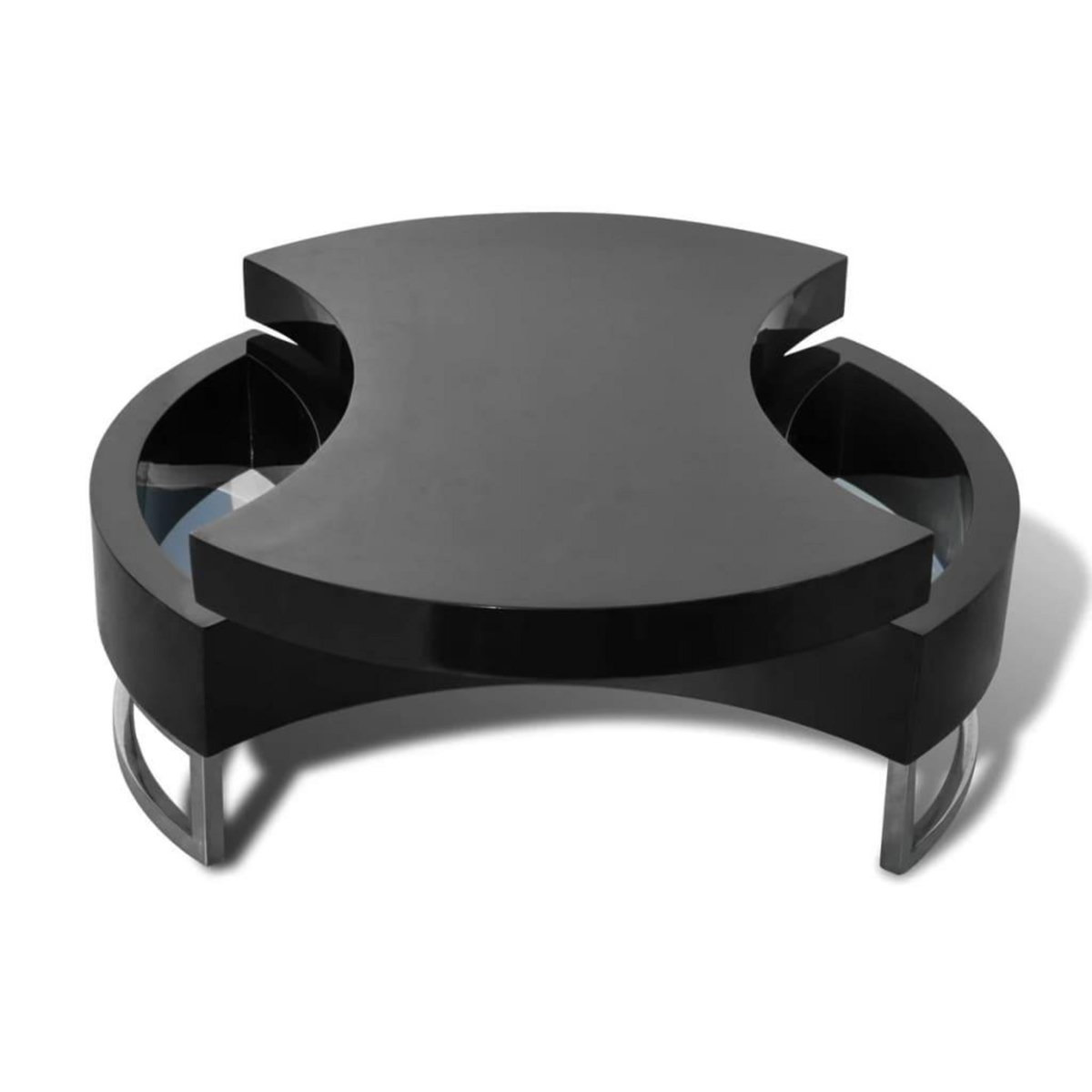 VIDAXL Table basse a forme reglable noir brillant