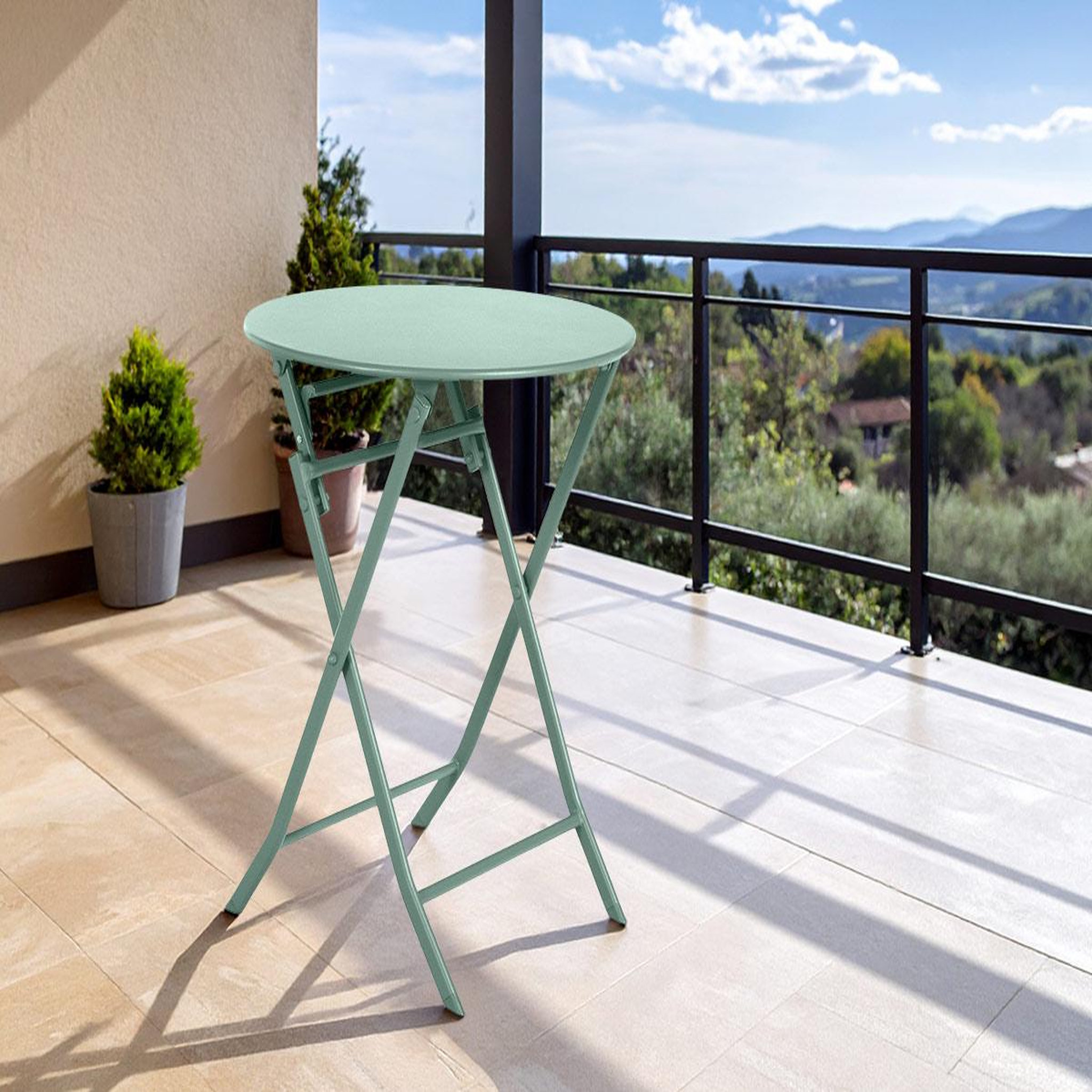 Voir la diapositive 2 : HESPERIDE Table de jardin ronde Greensboro Ø 60 cm Olive - Hespéride