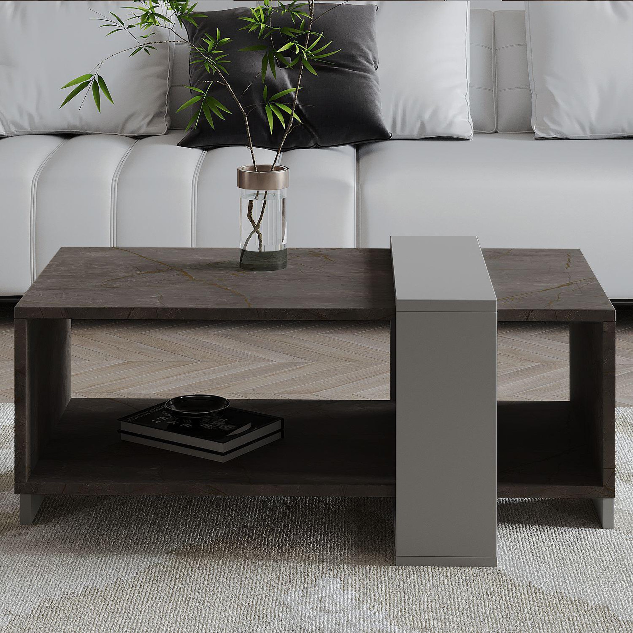 Voir la diapositive 3 : Habitat et Jardin Table basse en bois  meleni  - 90 x 49 x 40 cm - gris