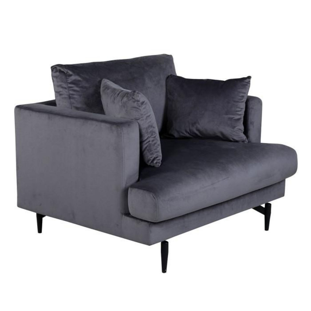 Paris Prix Fauteuil en Velours  Sofia  104cm Gris Foncé