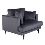 Paris Prix Fauteuil en Velours  Sofia  104cm Gris Foncé
