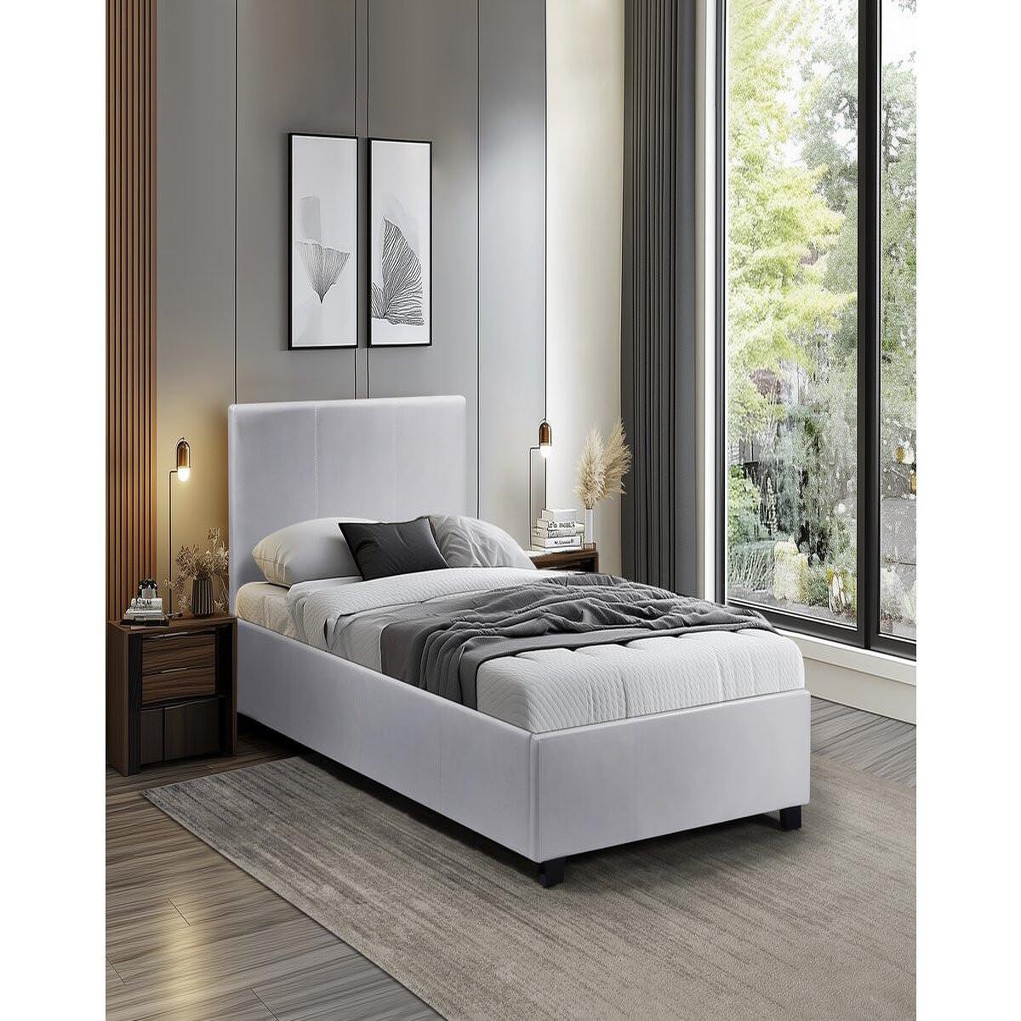Voir la diapositive 2 : Habitat et Jardin Lit avec coffre  carla  - 90 x 190 cm - blanc