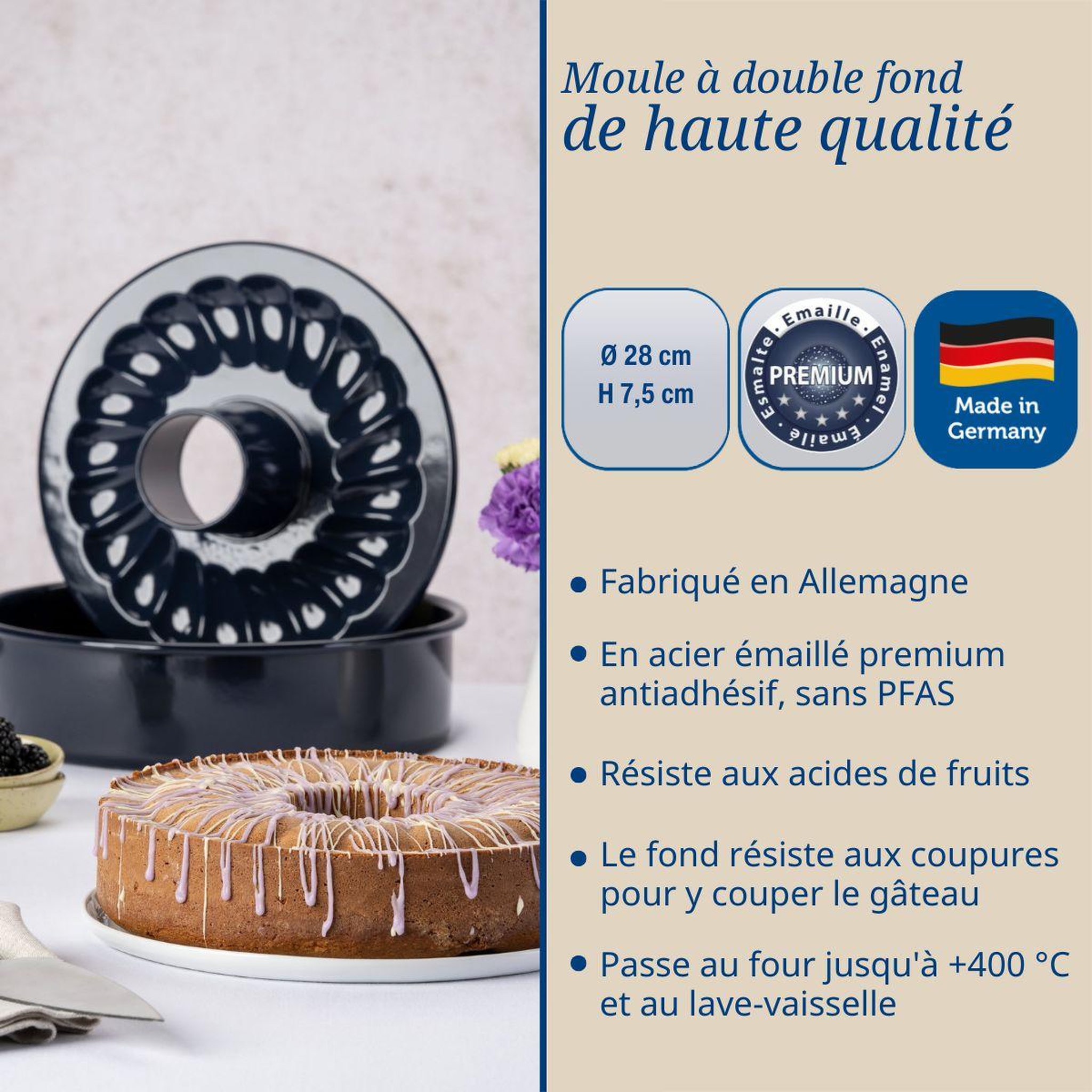 Voir la diapositive 3 : DR.OETKER Moule à manqué et savarin double fond 28 cm dr. Oetker back liebe