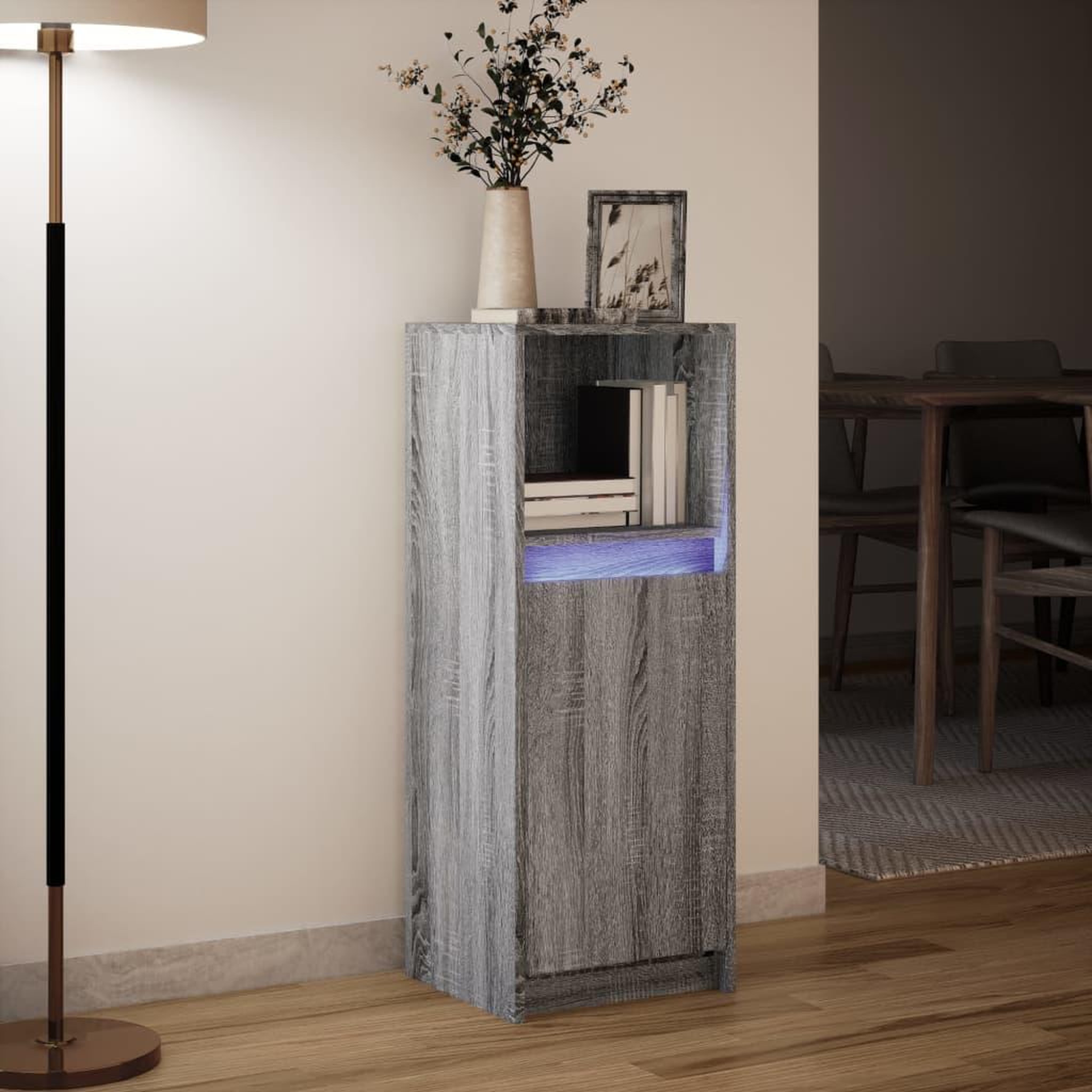 Voir la diapositive 5 : VIDAXL Buffet avec LED sonoma gris 38x34x100 cm bois d'ingenierie