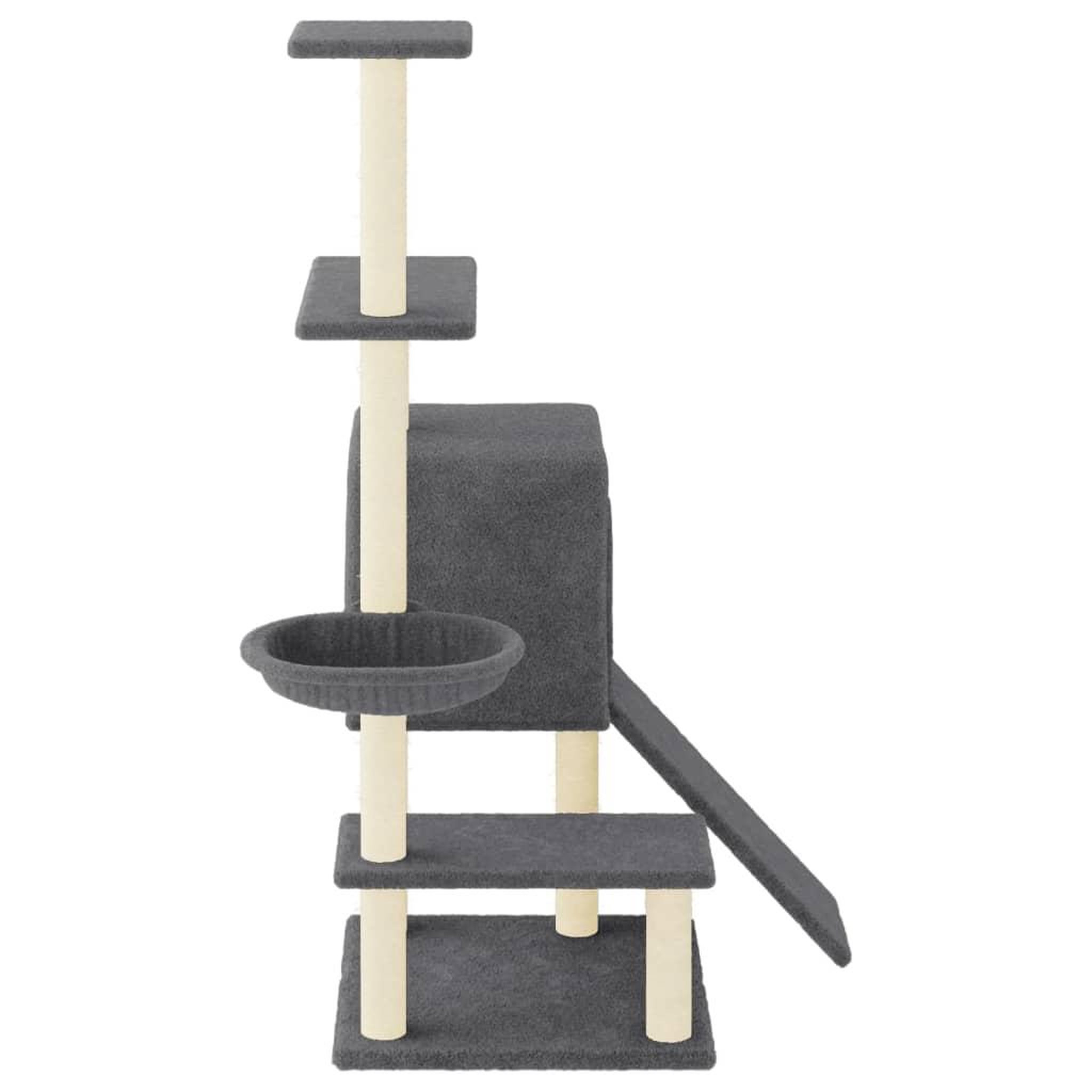 Voir la diapositive 4 : VIDAXL Arbre a chat avec griffoirs en sisal gris fonce 130,5 cm