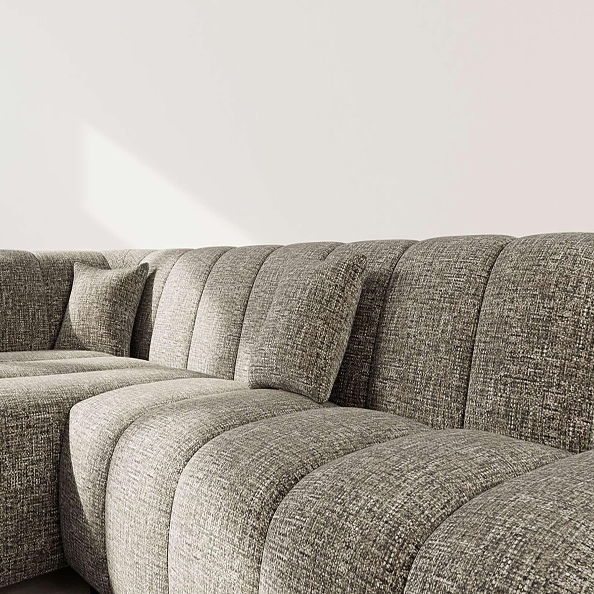 LISA DESIGN Curtis - canapé d'angle gauche 4 places sans accoudoir en tissu texturé