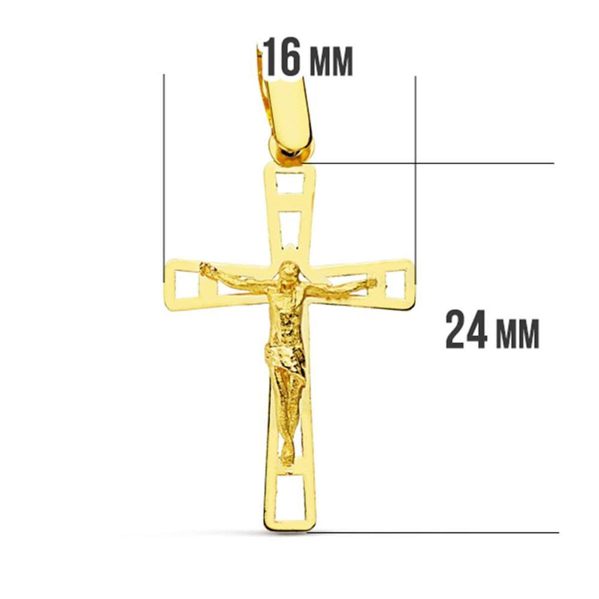 L'ATELIER D'AZUR Pendentif  - Médaille Christ sur la Croix Or 18 Carats 750 Jaune - Chaine Offerte