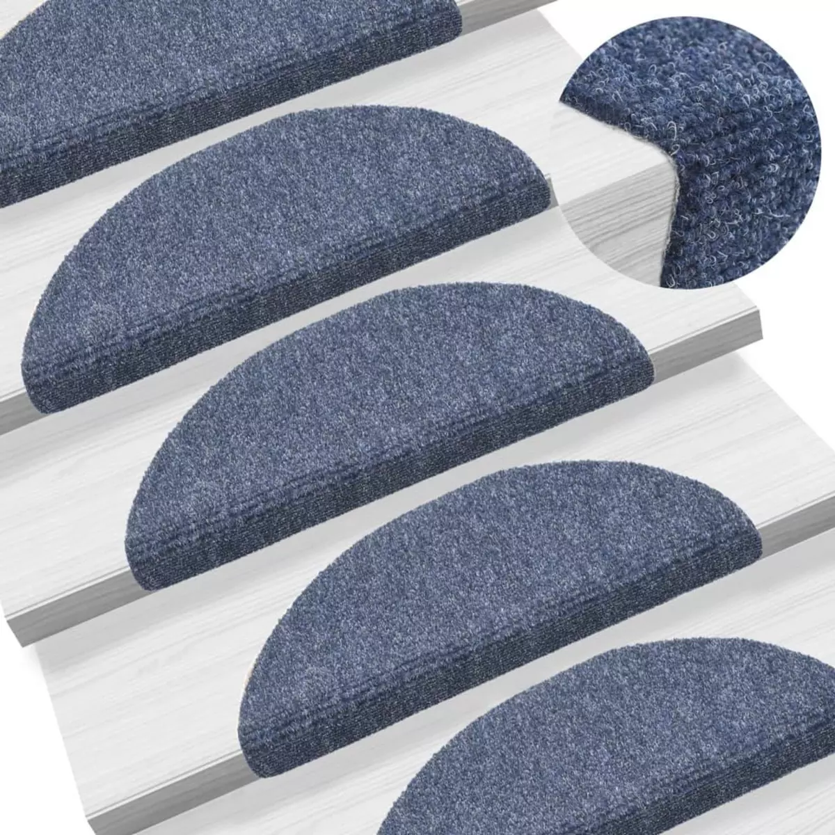 VIDAXL Tapis d'escalier auto-adhesif Poinçon aiguillete 15 pcs Bleu