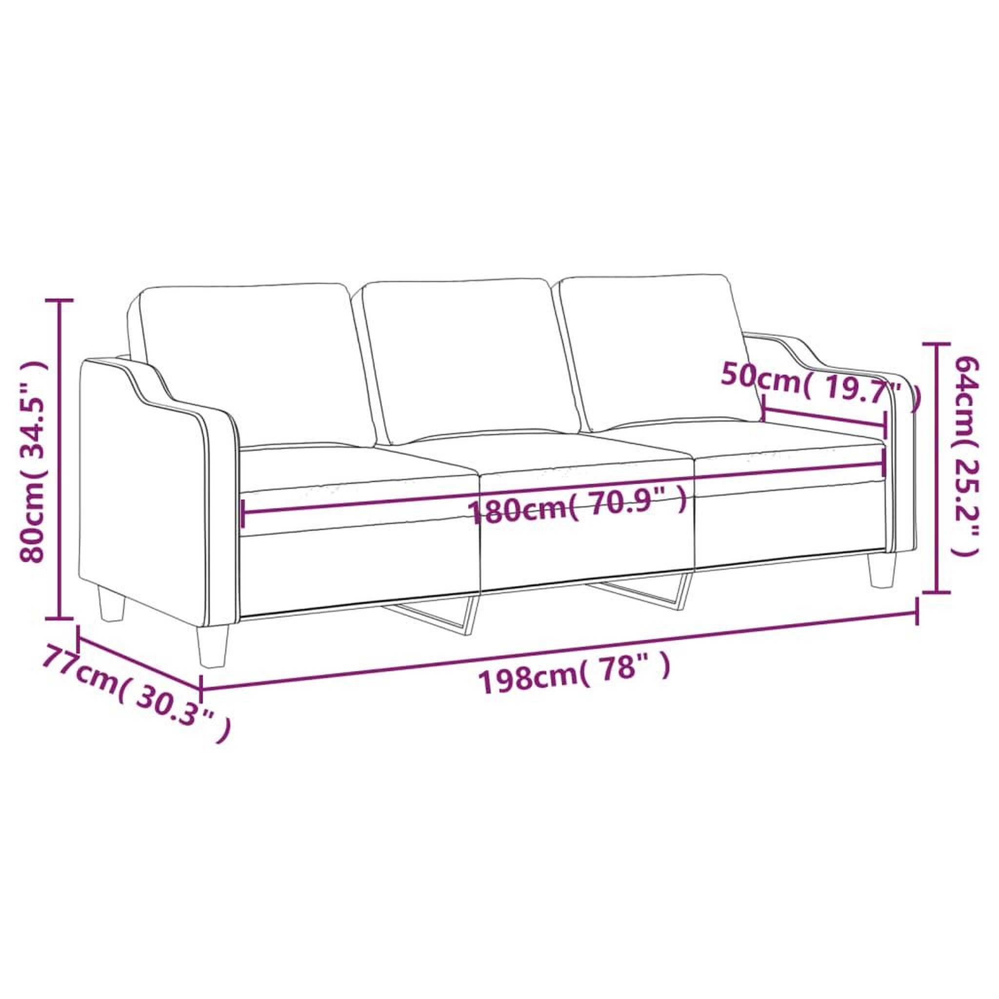 Voir la diapositive 6 : VIDAXL Canape a 3 places Gris fonce 180 cm Tissu