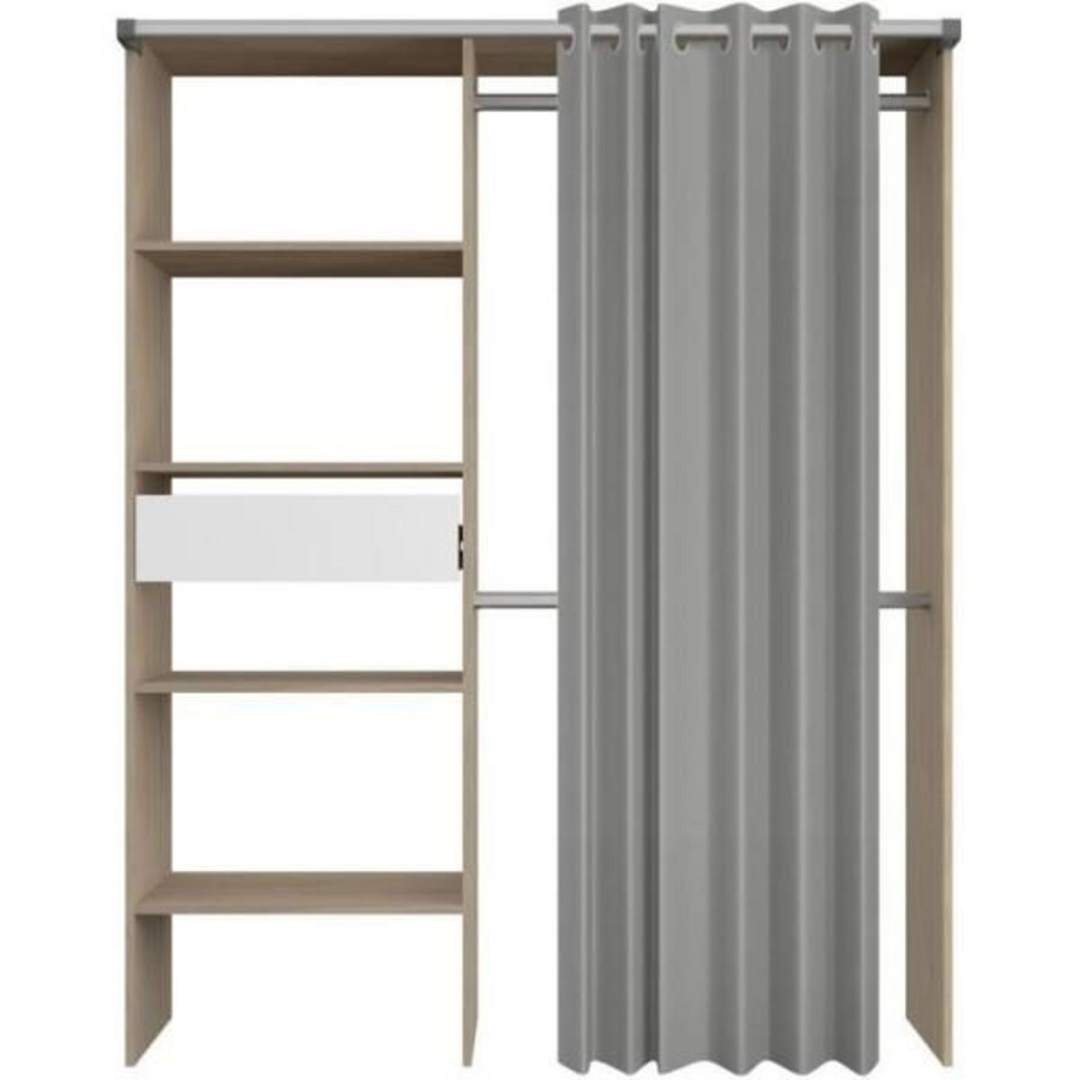 PARISOT Dressing avec rideau - PARISOT - GARY - Décor Chene - 143,5 x 47,9 x 201,9 cm