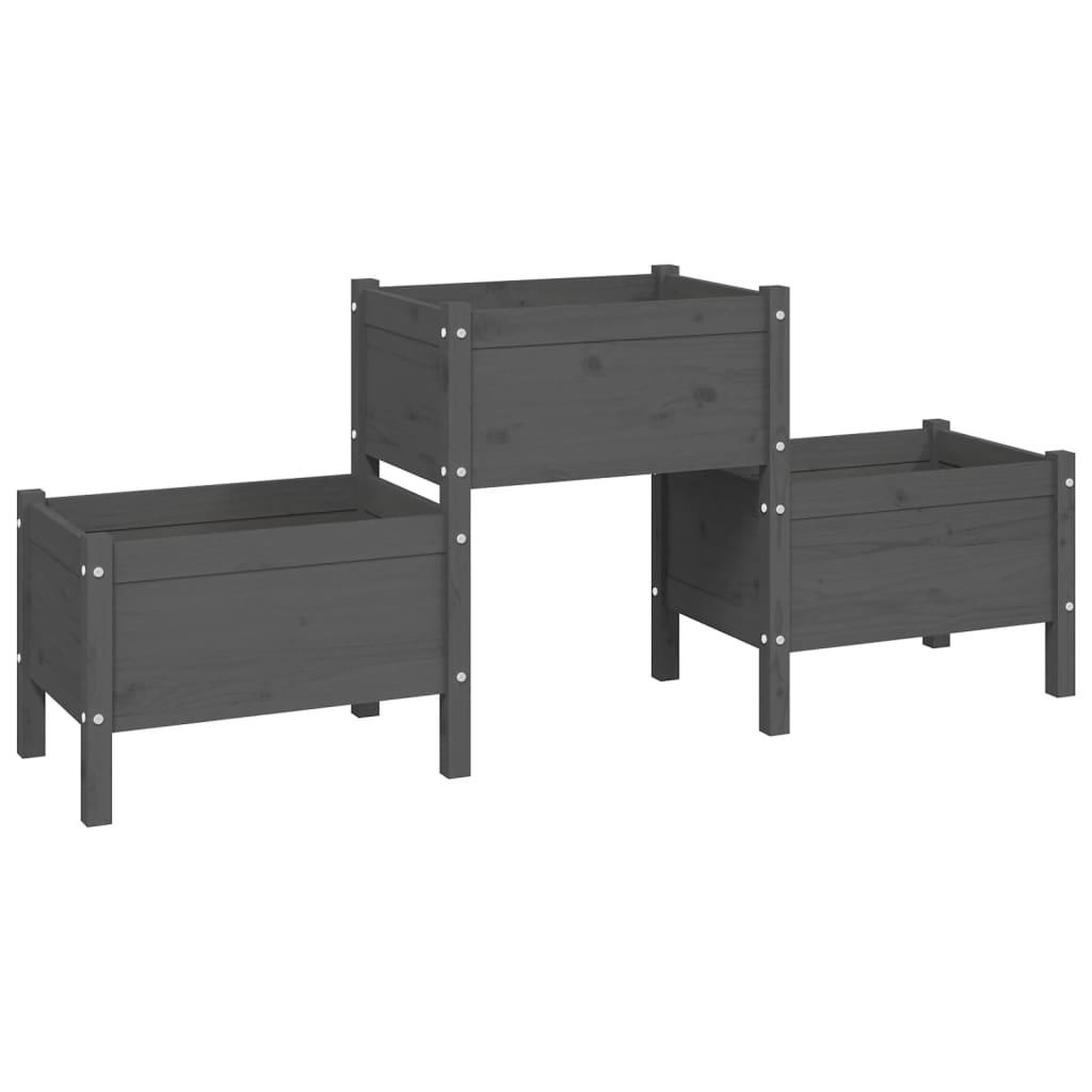 Voir la diapositive 2 : VIDAXL Jardiniere Gris 178,5x44x75 cm Bois massif de pin
