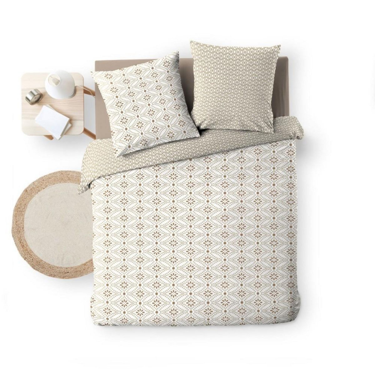 Douceur d'Intérieur Housse de couette 260x240 + 2 taies BRIANNA 100% coton 57 fils