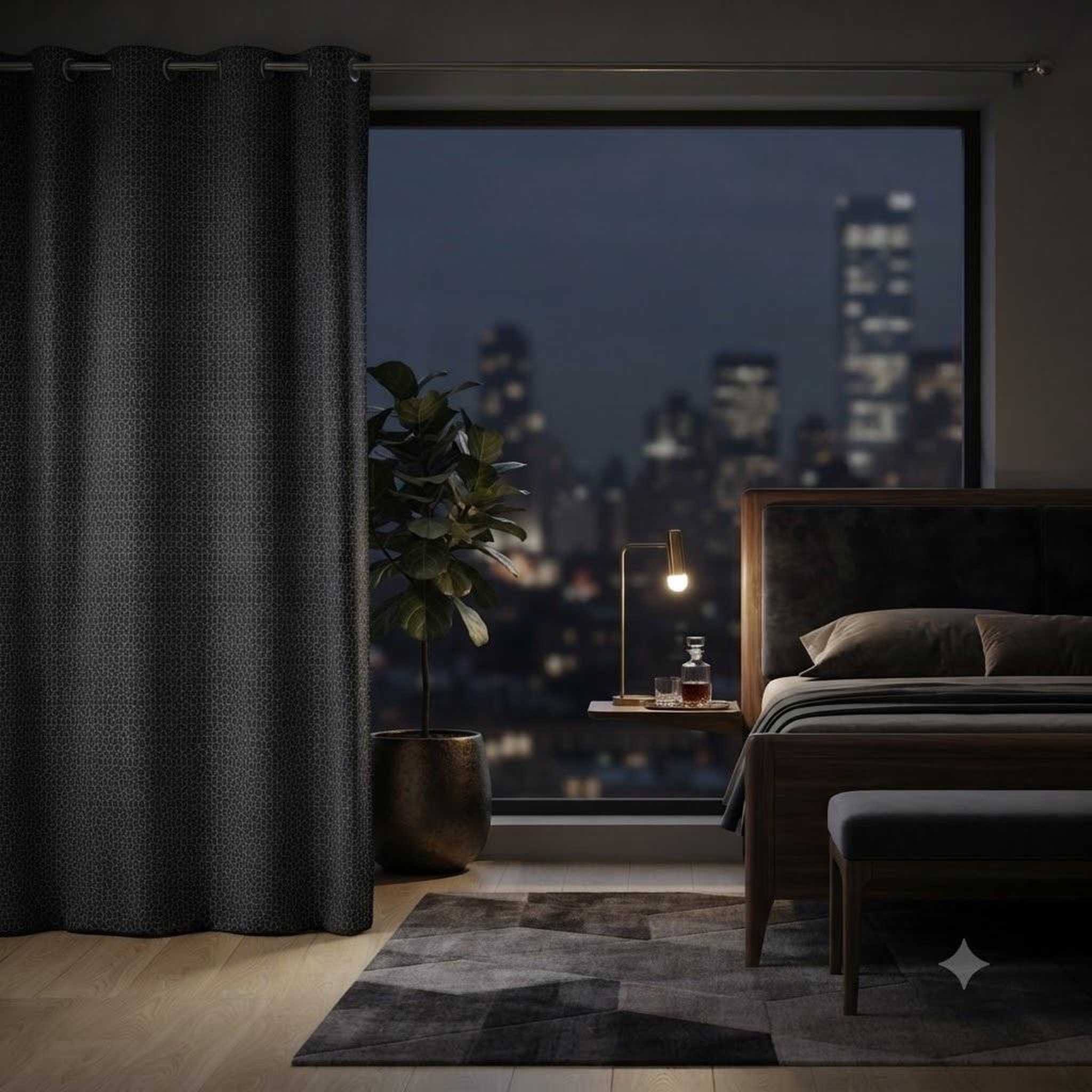 Voir la diapositive 5 : Eden Rideau a oeillets 140 x 240 cm optic noir