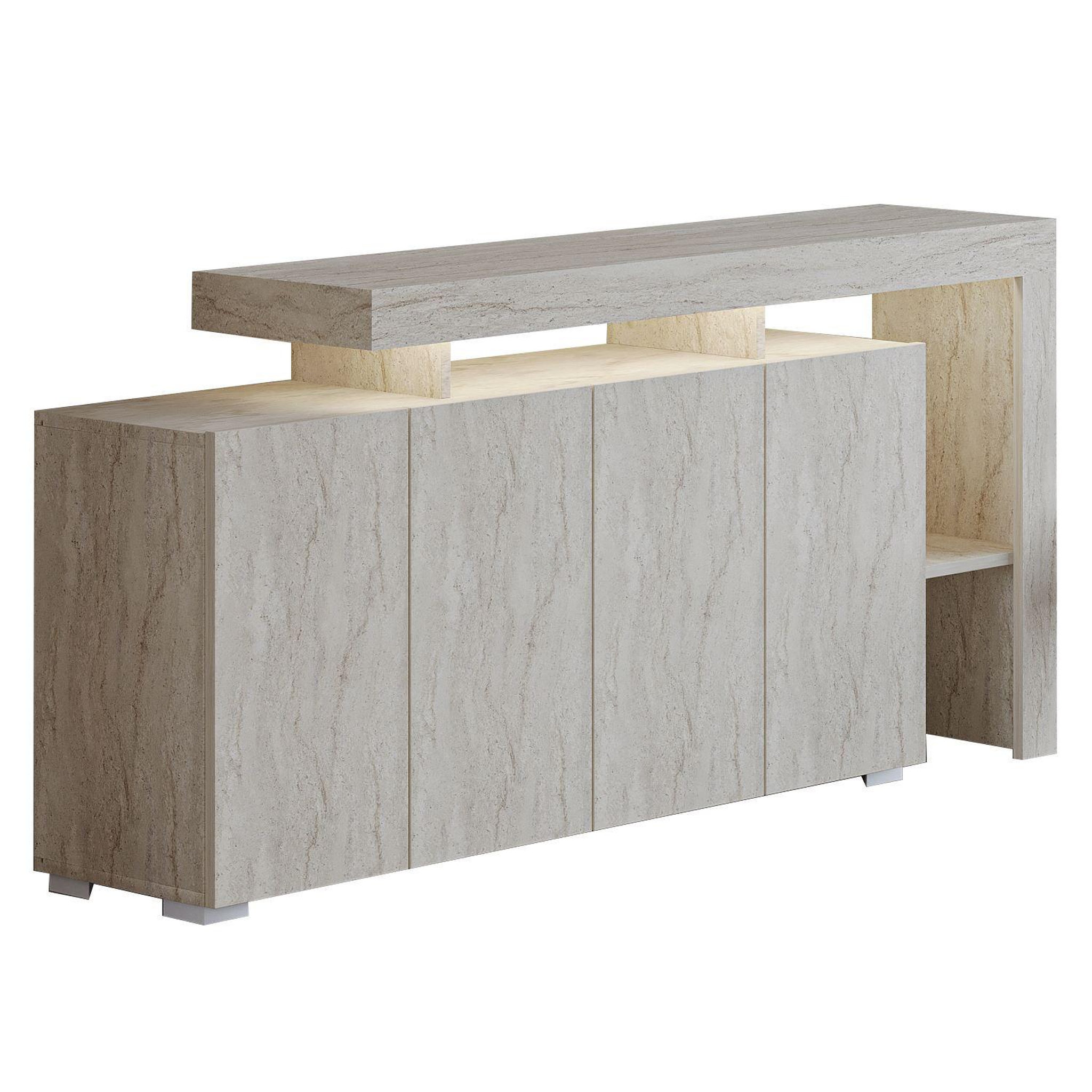 Habitat et Jardin Buffet en bois  beliz  - 170 x 35 x 80 cm - travertin