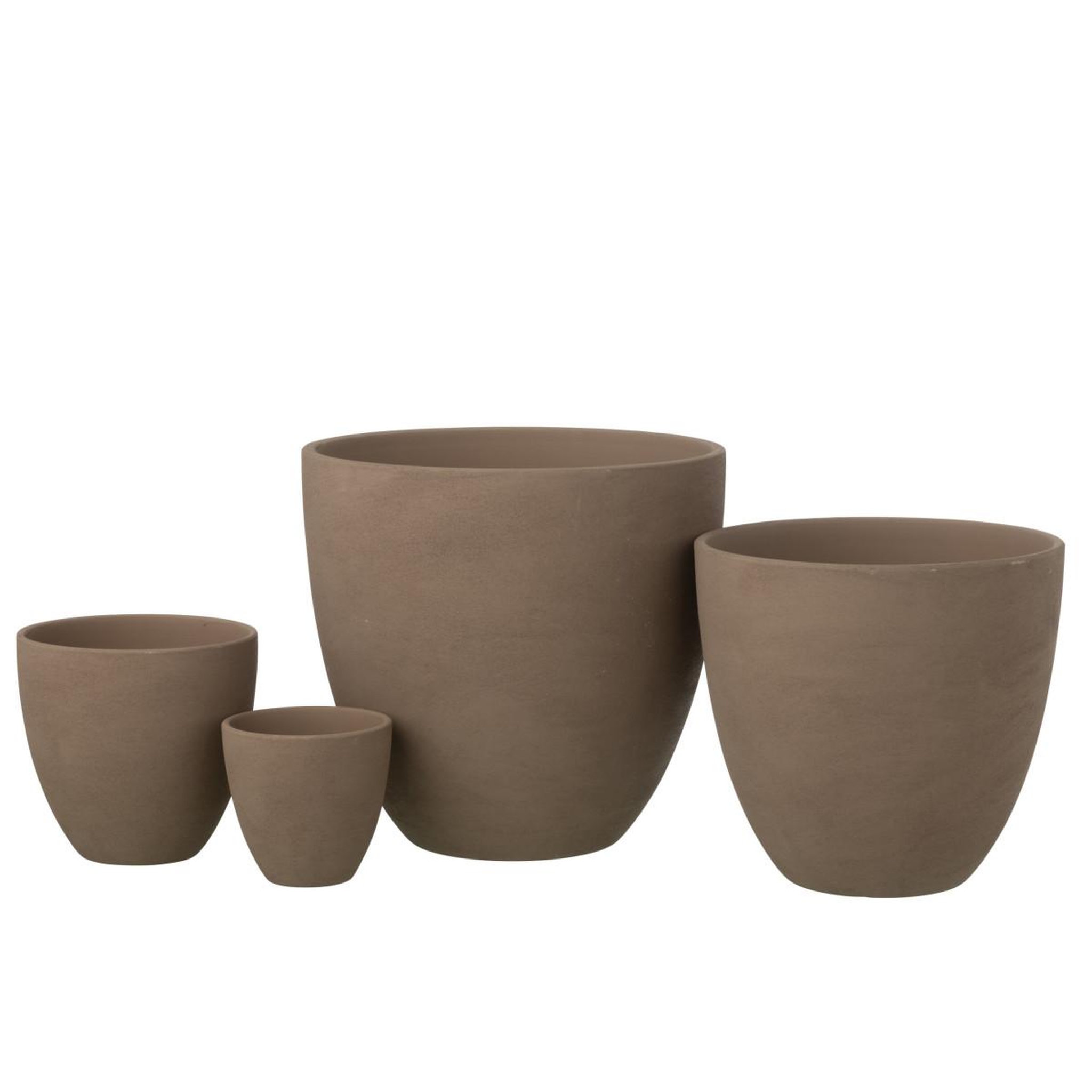 Voir la diapositive 2 : J-LINE Cache-pot rond en céramique  terra  30cm taupe
