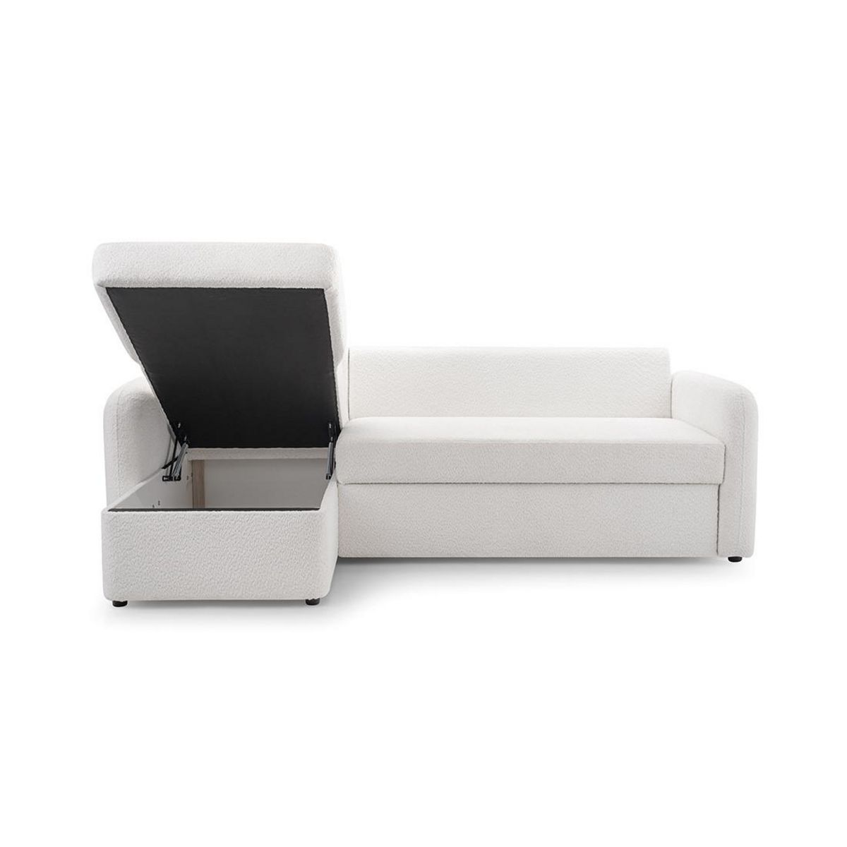 BEST MOBILIER Pocatello - canapé d'angle réversible 4 places - convertible avec coffre - en tissu bouclette