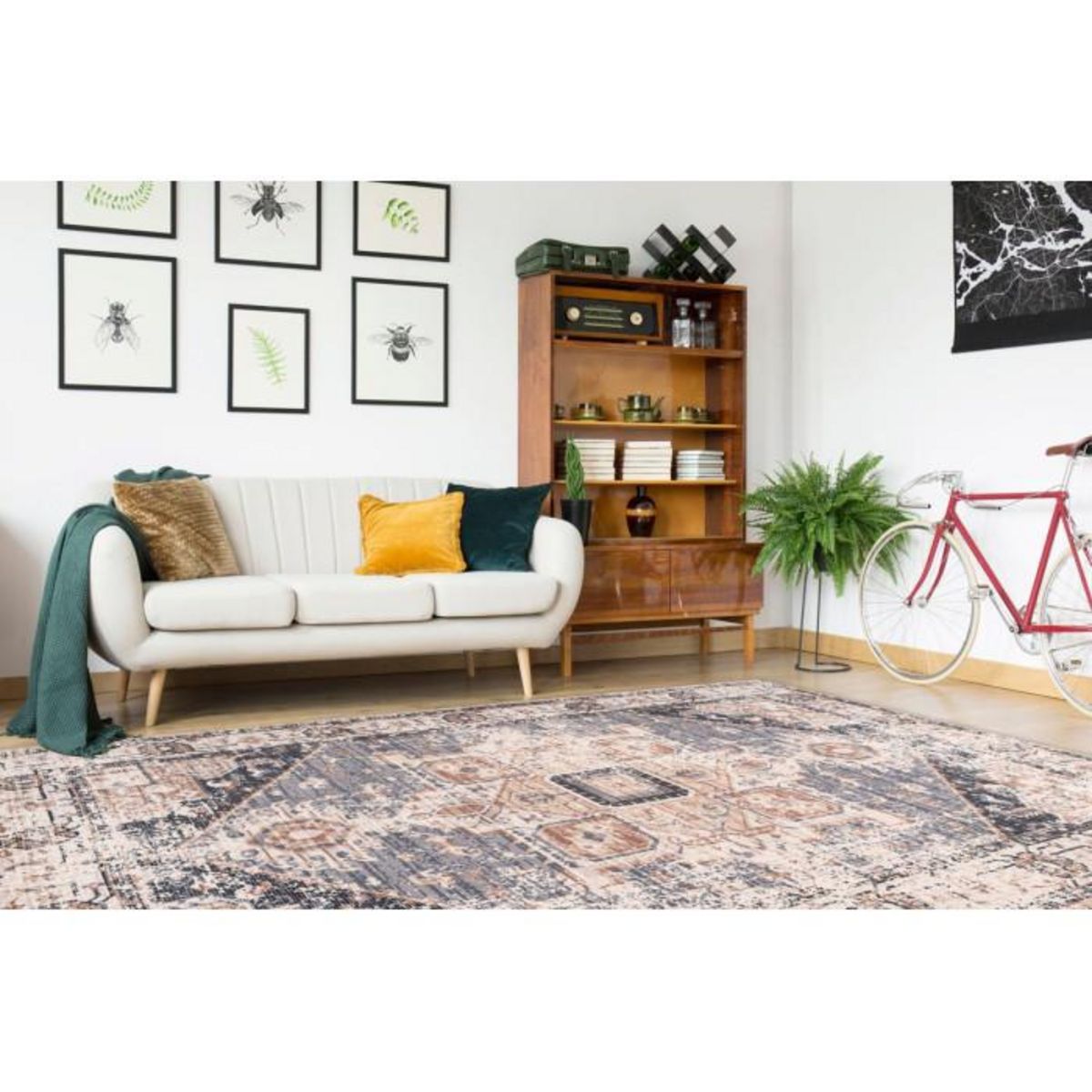 Paris Prix Tapis Vintage à Poils Courts  Indiana I  Gris & Marron