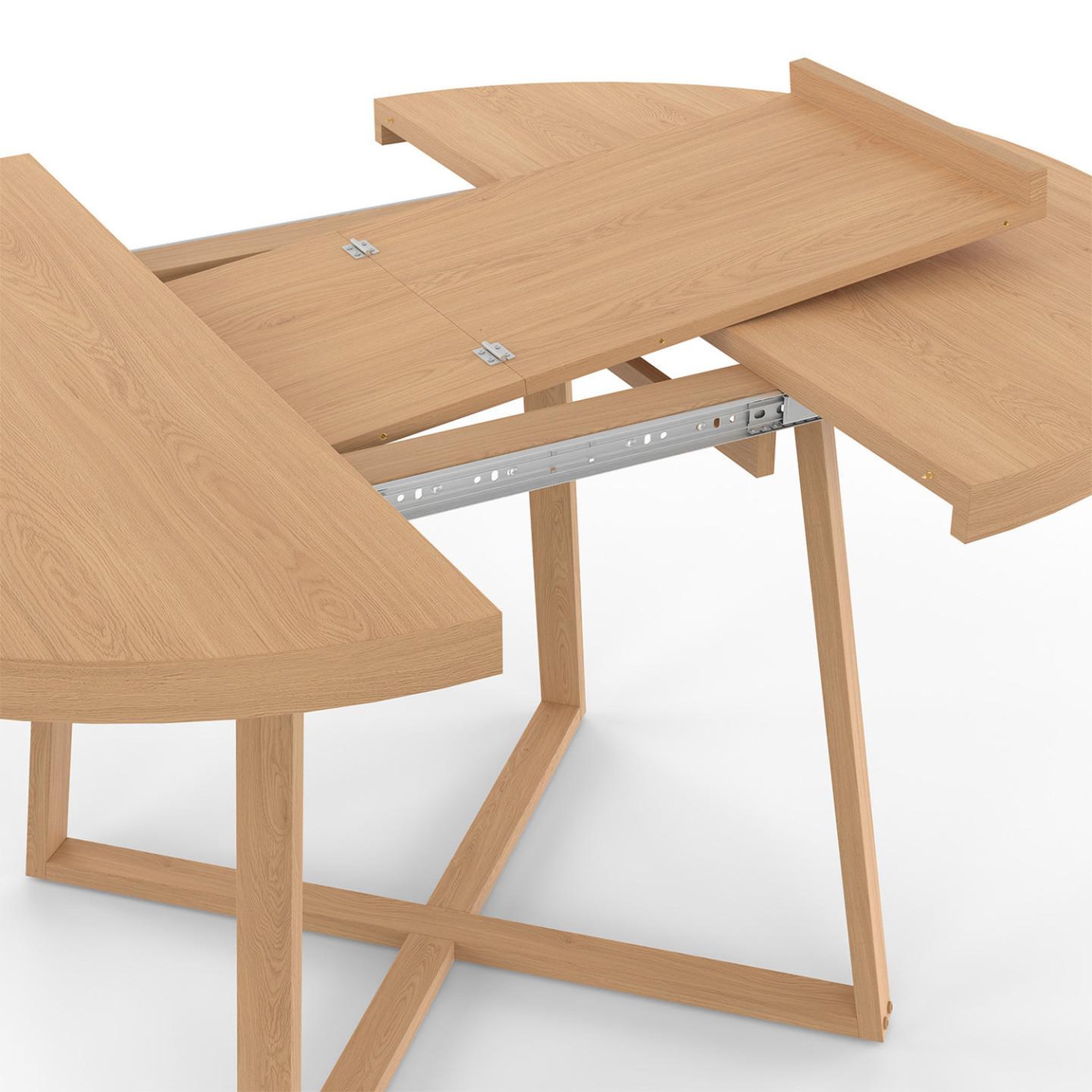 Voir la diapositive 6 : ID MARKET Table à manger extensible ronde selma 4-8 personnes bois effet hêtre 110-150 cm